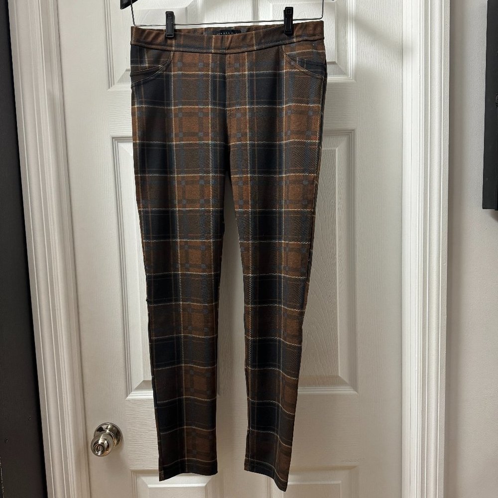 Sanctuary Ponte Plaid Harvest Brown Pants Leggings Size Large